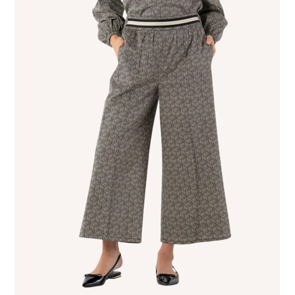 Emily McCarthy Teddy Crop Trouser in Black Tonal Monogram NWT Small